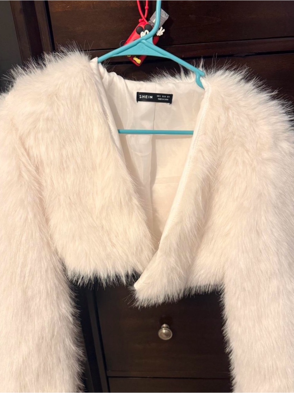 SHEIN Women's Cream Fur Cropped Jacket